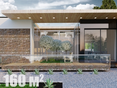 Проект 1 этажного каркасного дома с террасой DD-23